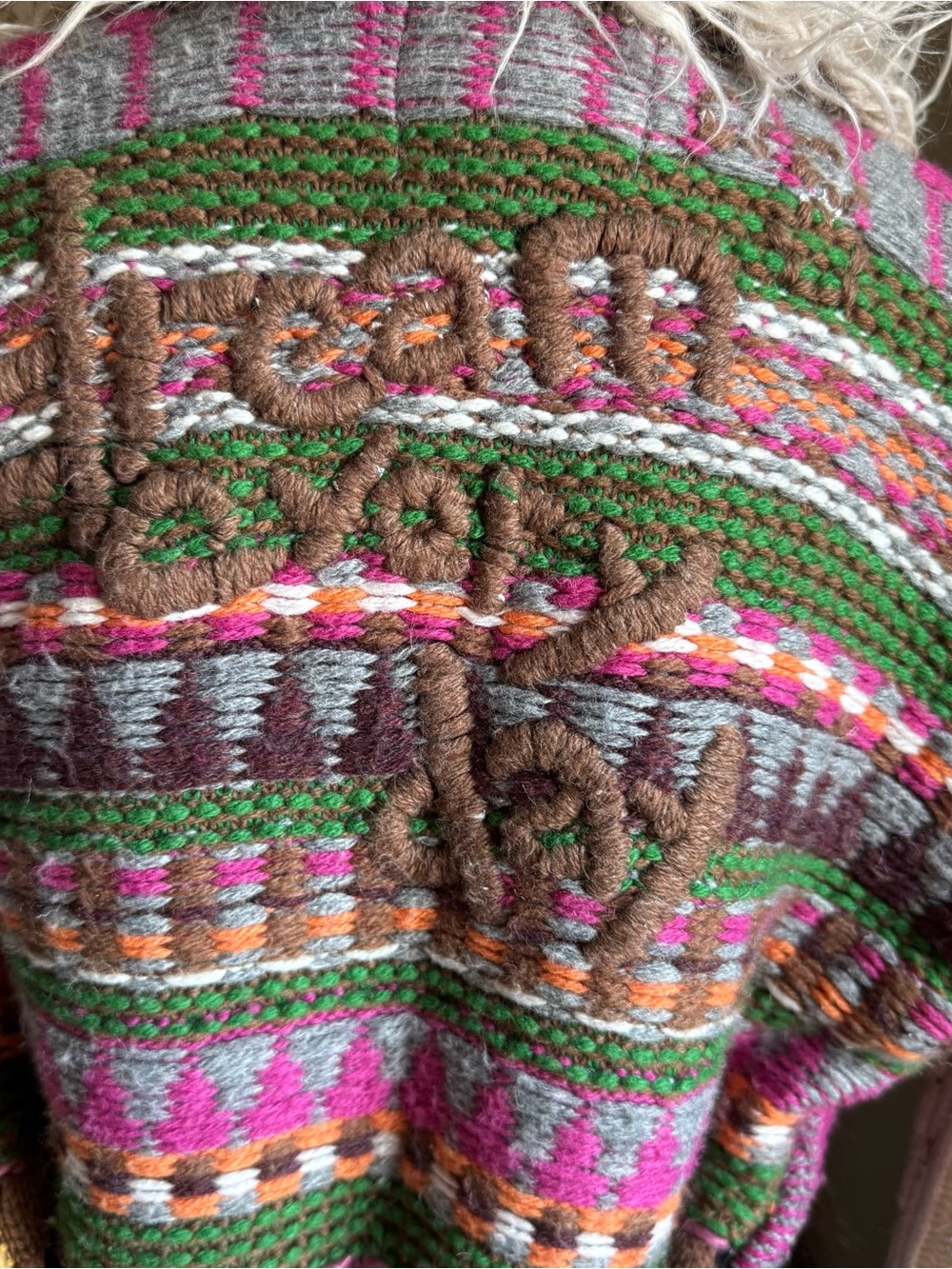 Desigual Multicolor Knit Cardigan with Cream Faux-Fur Trim - Picture 3 of 6